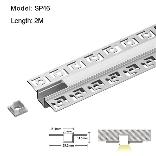 Profilo Alluminio Taglio di Luce 2mt Completo di Cover Opaca e Tappi